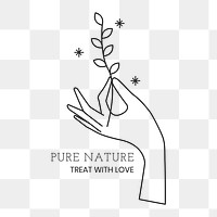 Pure nature logo png sticker, minimal line art design