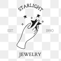 Mystical jewelry logo png sticker, minimal line art design