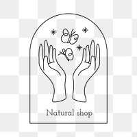 Aesthetic hands logo png sticker, minimal line art design