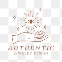 Authentic jewelry logo png sticker, mystical line art design