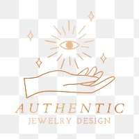 Authentic jewelry logo png sticker, mystical line art design