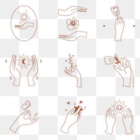 Hand png aesthetic logo element set