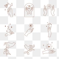 Hand png aesthetic logo element set