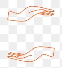 Two hands png sticker, minimal line art illustration