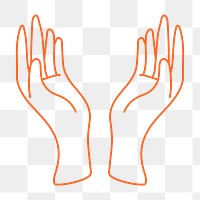 Two hands png sticker, minimal line art illustration