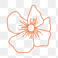 Minimal flower png sticker, line art collage element