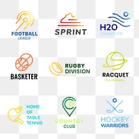 Sports business logo png transparent, colorful gradient design set