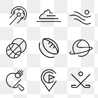 Sports png logo element, black minimal transparent design set