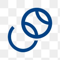 Tennis ball png logo element, sports illustration in blue design  