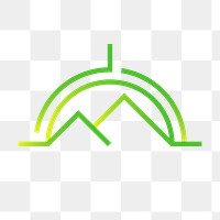Mountain png logo element, adventure sports, green gradient design