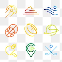 Sports png logo element, colorful gradient transparent design collection