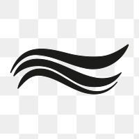 Ocean wave png sticker, animated water clipart, black logo element for business transparent design