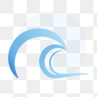 Sea wave png logo element, blue creative water graphic for business