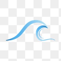 Ocean wave png sticker, animated water clipart, blue logo element for business transparent design