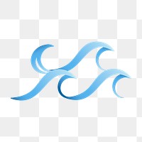 Beach wave png sticker, animated water clipart, blue logo element for business transparent design