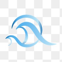 Sea wave png logo element, creative transparent water clipart for business