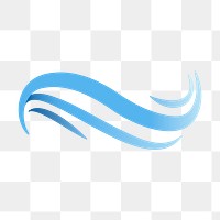 Sea wave png sticker, animated water clipart, blue logo element for business transparent design