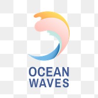 Ocean wave png logo, water business, animated graphic in transparent design