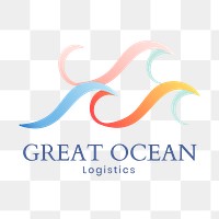 Ocean wave png logo, logistic company, animated graphic in transparent design