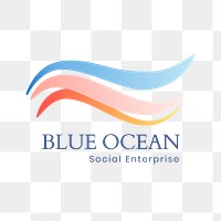 Ocean wave png logo, water illustrational, professional business graphic