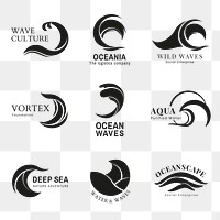 Wave png business logo, color water animated graphic set