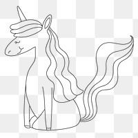 Unicorn doodle png sticker, blank printable transparent design for children's art project