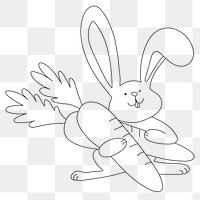 Bunny line png sticker, blank printable transparent design for children's art project