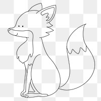 Fox line png sticker, blank printable transparent design for children's art project