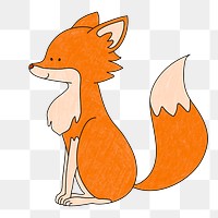 Fox cute png sticker, colorful animal illustration