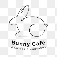 Bunny png logo sticker, line art design