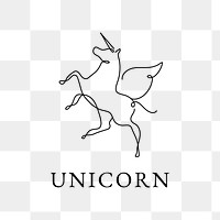 Unicorn png logo sticker, line art design