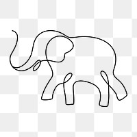 Elephant png logo element, line art animal illustration