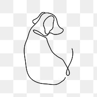 Dog png logo element, line art animal illustration