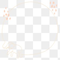 Aesthetic elephant frame png, line art animal illustration, transparent background