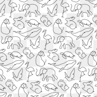 Animal seamless pattern png, line art transparent background