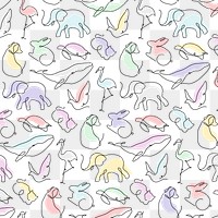 Animal seamless pattern png, line art transparent background