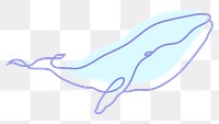 Whale png sticker, line art illustration