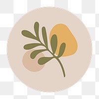 Aesthetic Instagram highlight icon png, leaf doodle in earth tone design