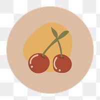 Cherry fruit icon png sticker, instagram highlight cover, doodle illustration in earth tone design