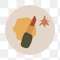 Beauty Instagram highlight icon png, lipstick doodle illustration in earth tone design