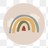 Aesthetic Instagram highlight icon png, rainbow doodle in earth tone design