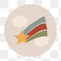 Cute Instagram highlight icon png, shooting star doodle in earth tone design