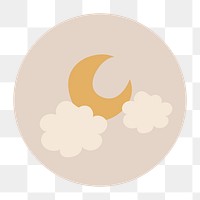 Aesthetic Instagram highlight icon png, crescent moon doodle in earth tone design