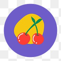 Cherry fruit icon png sticker, instagram highlight cover, retro doodle in colorful design