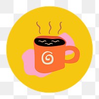 Coffee lifestyle icon png sticker, instagram highlight cover, retro doodle in colorful design