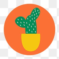 Hobby Instagram highlight png icon, cactus doodle in retro design