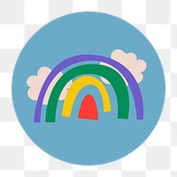 Nature Instagram highlight png icon, rainbow doodle in retro design