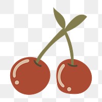 Cherry fruit sticker png transparent, cute doodle illustration in earthy feminine design