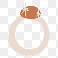 Ring jewelry png sticker, cute fashion doodle in earth tone design