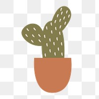 Cactus png sticker, nature doodle illustration in earthy design